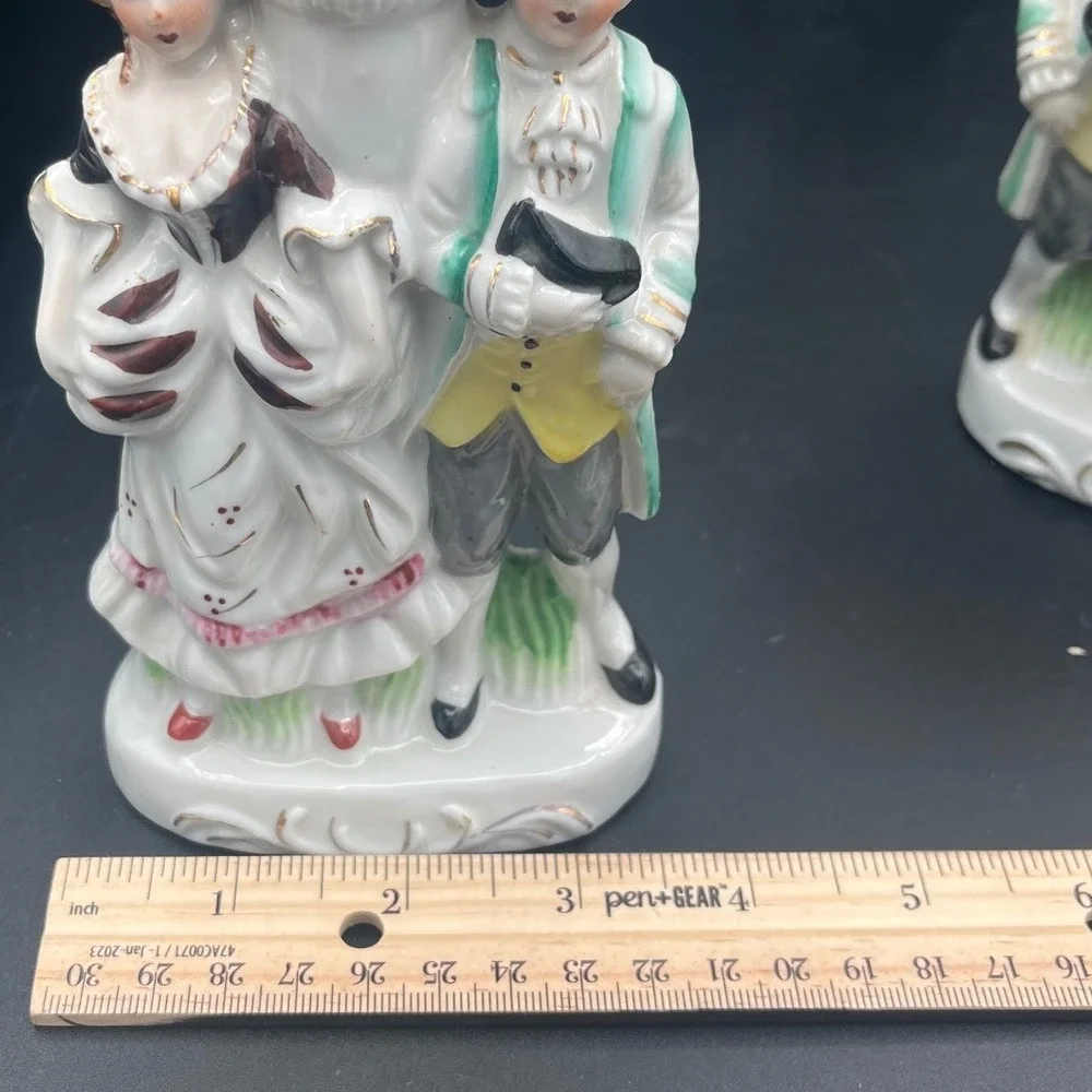 Vintage Pair‎ Japan porcelain oil lamps mid century Mantel Man/Women